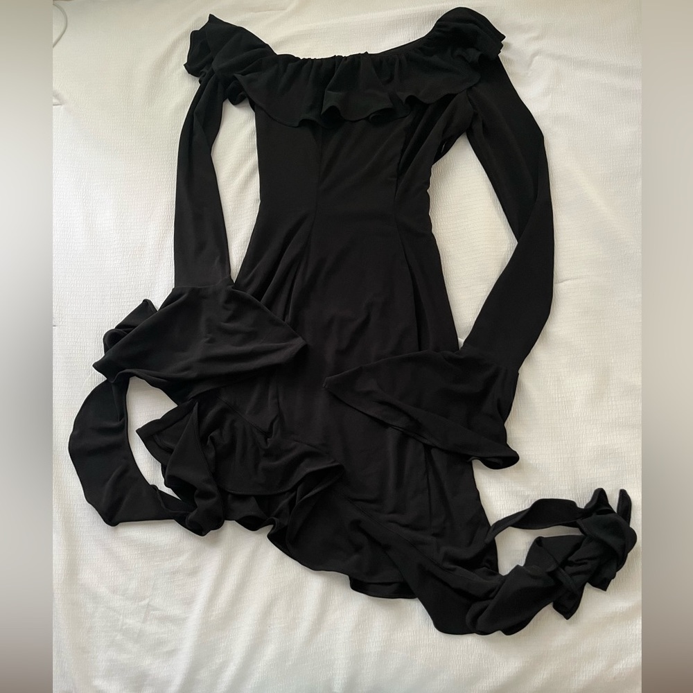 Mistress Rocks Black Dress Ruffle Mini Dress - Picture 3 of 4